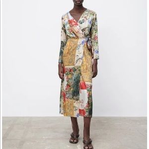 Zara- Patchwork Wrap Dress size small NWT